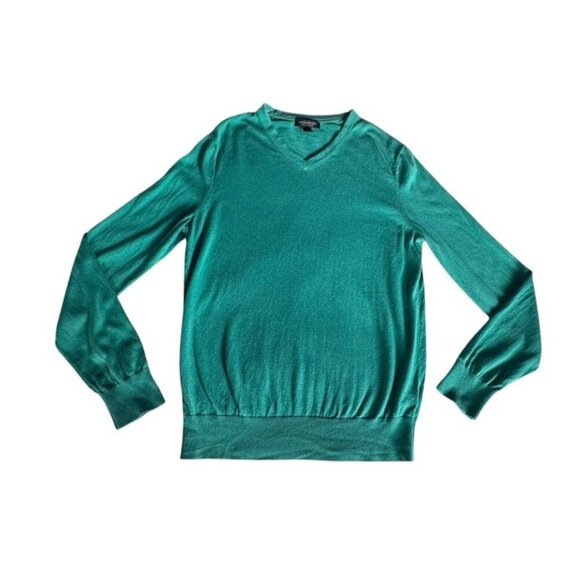 Banana Republic Luxury Blend Women's Sz L Green V-Neck Sweater Silk Cashmere - Picture 8 of 8